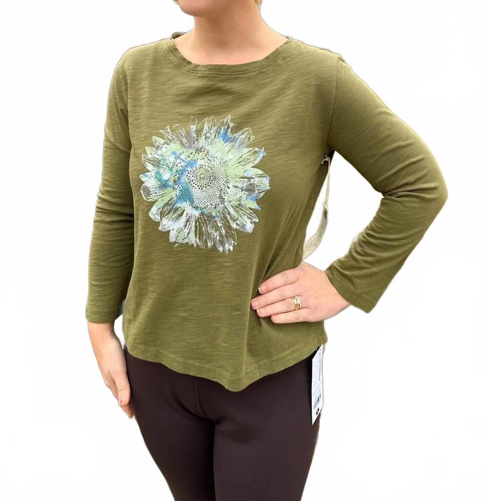 NEW HABITAT destination sunflower boxy tee in green